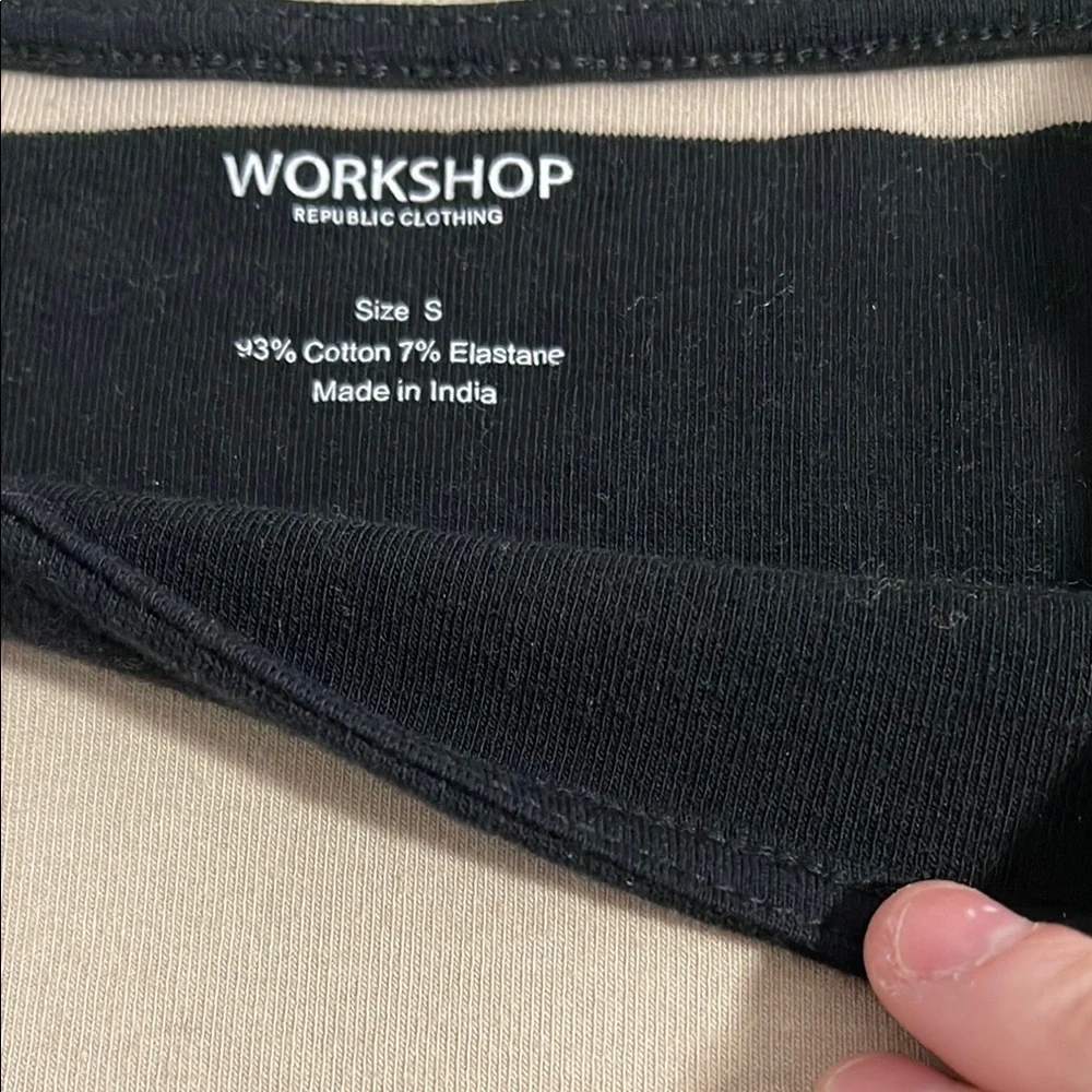 Workshop Striped Black & Beige Top- Size Small - Picture 6 of 9